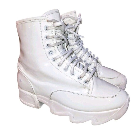 IRI AROM Sz 6.5 White Patent Wavy Sole Harajuku Grunge Anime Ankle Boots Italy - Picture 15 of 15